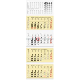 BRUNNEN 4-Monatskalender 2025 | chamois, 320×940 mm