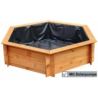 Promadino Sechseck-Hochteich Ø 150 cm inkl. Solarpumpe aus Kiefernholz