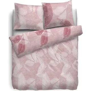 HnL Twill Bettwäsche Mercer Blumen Rose 135x200 cm + 80x80 cm - Rosa