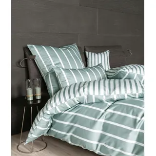 Janine Design Mako-Satin-Bettwäsche-Garnitur 39028 modernclassic Farbe salbeigrün Größe 155x220+80x80 - Grün