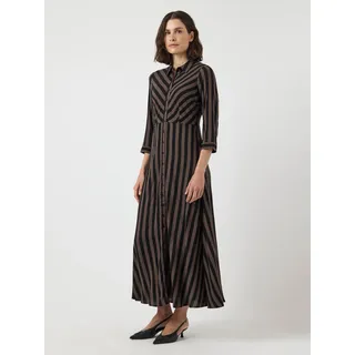 Hemdblusenkleid Y.A.S "YASSAVANNA LONG SHIRT DRESS", Damen, Gr. XL, N-Gr, schwarz (chocolate braun stripes:schwarz), Web, Obermaterial: 100% Viskose, gestreift, relaxed fit lang, Kleider Hemdblusenkleid, Sommerkleid, mit 3/4 Ärmel