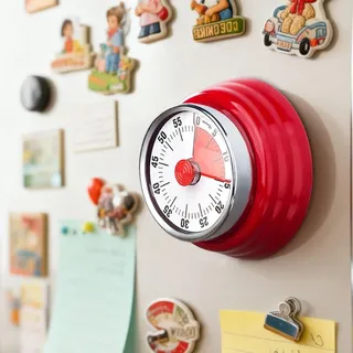 Tissting Visueller Timer, 60-Minuten Countdown Timer, Eieruhr Digital Rot Eieruhr Mechanisch mit Magnetfuß Manueller Countdown Kurzzeitwecker für Kinder Studie Arbeit Kochen (Rot)