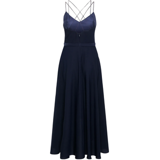 Abendkleid VERA MONT "Abendkleid mit Volant", Damen, Gr. 44, EURO, blau (night sky), Obermaterial: 100% Polyester PES., Kleider Abendkleid