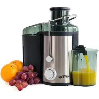 Grafner Express Entsafter Juicer 400 Watt, 3 Geschwindigkeitsstufen, silber/schwarz