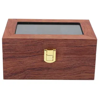 3-Gitter-Uhrenbox aus Holz mit transparentem Fenster und rutschfester Aufbewahrung