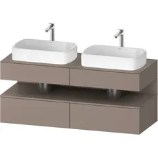 Duravit Qatego Konsolenwaschtischunterbau, 2 Auszüge, 2 Schubkästen, 2 Ausschnitte, 1400x550x600mm, Nische Basalt Matt, QA4767043, Farbe: Basalt Matt/mit Nischenbeleuchtung