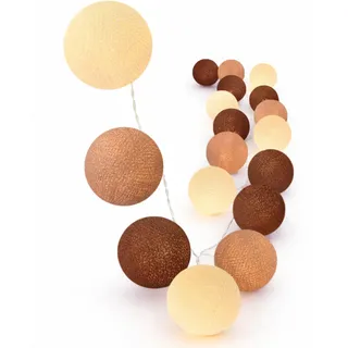 CREATIVECOTTON LED Lichterkette mit Cotton Balls inkl. Timer und Dimmer (Cappuccino, 35 Kugeln)