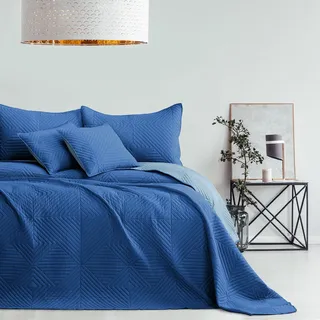 restilo Tagesdecke blau himmelblau 200x220 Bettüberwürf zweiseitig Ultrasonic Steppung Polyester Softa