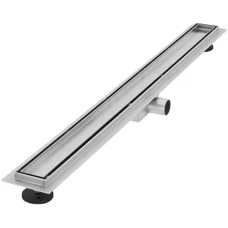 luxebath Duschrinne 90cm 2in1, befliesbar, extra flach, Silber, Doppelseitige Bodenablauf, Komplettset Bodenbefestigung, Duschablauf, Siphon Geruchsstop, Haarsieb,