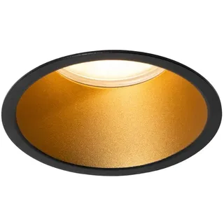 Qazqa Einbaustrahler, Einbauleuchte - Dept - Schwarz Gold, max. 10W, Geeignet für LED, 10.5cm, Rund, IP44, Ideal als Badezimmerlampe und