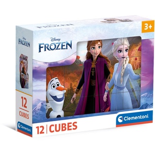 Clementoni Disney Frozen 12 Würfel Puzzle Kinder - Geschicklichkeitsspiel für Kinder ab 3 Jahren - Sensorik- & Motorikspielzeug 41192