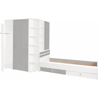 WIMEX »Joker Kleiderschrank mit Garderobe, Bett und Stauraumschubladen« Set, 4 Stk. tlg., grau