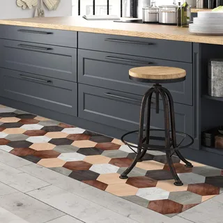 CREARREDA Läufer Teppich Küchenteppich Mixed Wood 50x180 Isolierend, feuerhemmend, Kratzfest, hypoallergen, leicht zu waschender Vinyl Teppich. Komplett in Italien hergestellt