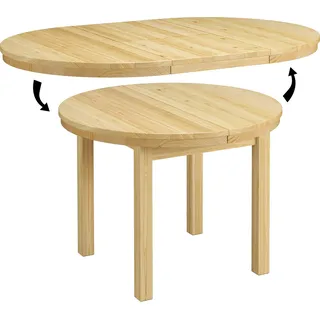 Runder Tisch Küchentisch Esstisch ausziehbar 103x103x75 Kiefer massiv 90.70-41 - Naturbelassen