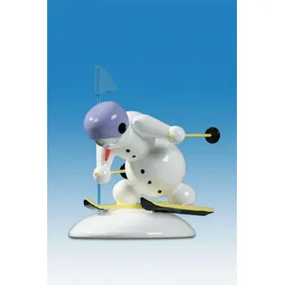 Holzfigur Weihnachtsfigur Schneemann Slalomläufer alpin Höhe ca 6,5 cm NEU