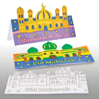 Baker Ross FX934 Ramadan-und-Eid-ausmalbare Pop-up-Karten - Packung mit 10, Religiöse Erziehungs-Kunsthandwerkssets für Kinder