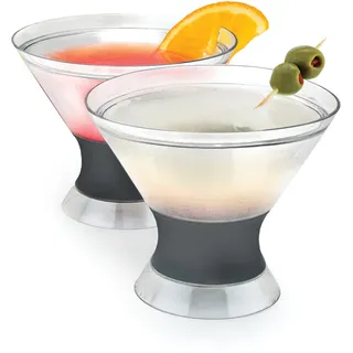 Host Freeze Isolierte Martini-Kühlbecher Doppelwandiges Stielloses Cocktailglas mit Gefriergel zum Einfrieren, 2er-Set 266 ml, Grau, 12.065x12.065x10.16 cm