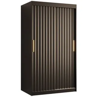 Abiks Möbel Schwebetürenschrank 200/100/62 2-türig , Schwarz , Holz , Nachbildung , 5 Fächer , 100x200x62 cm , Schlafzimmer, Kleiderschränke, Schwebetürenschränke