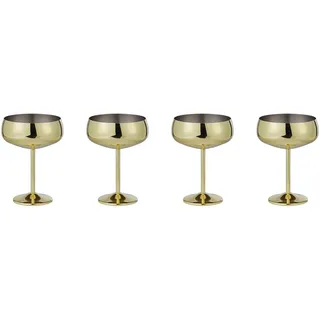 Butlers Champagnerschalen (4er Set) Manhattan Lounge 400 ml , Goldfarben , Metall , Gläser, Champagnergläser & Sektgläser