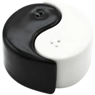Yin Yang Keramik Salz- & Pfefferstreuer in schwarz und weiß, L/B/H ca. 6 x 3 x 3 cm.