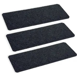 Astra Fußmatte innen anthrazit Schmutzfangmatte rutschfest – Türmatte 25x60 cm 3er Set wasserabweisend – Rib Line Fußabtreter strapazierfähig antistatisch