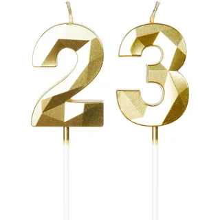 Yiran 23. Geburtstag Kerzen, goldene Nummer 23. Happy Birthday Kerzen, Kuchendekorator für Geburtstagsfeier, Hochzeitsjubiläum, Feierbedarf