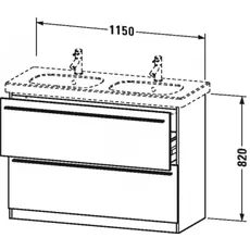 Duravit X-Large Waschtischunterschrank wandhängend 6583, 2 Auszüge, 1150mm für D-Code 034812, Farbe (Front/Korpus): Apricot Pearl Seidenmatt Lack