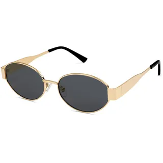 SOJOS Retro Sonnenbrille Damen Herren Oval Metal Groß Trendy Classic UV400 Schutz Sonnenbrillen SJ1217