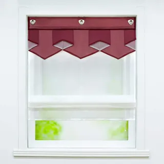 Joyswahl Voile Ösenrollo Modernes Raffrollo mit farbigem Abschluss »Anita« Wohnzimmer transparentes Raffrollo mit Hakenaufhängung, ohne Bohren BxH 80x140cm Rot 1er Pack