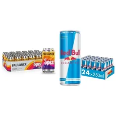 Paulaner Spezi Zero, 24er Dosentray, EINWEG (24 x 0,33l) & Red Bull Energy Drink Sugarfree - 24er Palette Dosen - Getränke ohne Zucker und kalorienarm, EINWEG (24 x 250 ml) | 250 ml (24er Pack)