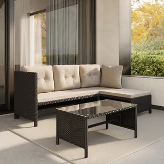 Gartenlounge Set Outdoor mit Couchtisch & Polstern – Gartenmöbel für Terrasse, Balkon & Garten – 180x120x72 cm – Dunkelgrau - Dunkelgrau