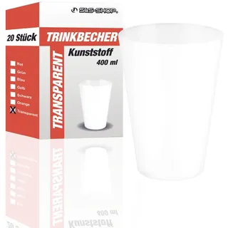 S&S-Shop Hartplastik Trinkbecher | 10 Stück | 400ml | Transparent | Mehrwegbecher | Cocktailgläser | Camping | Kindergeschirr | JGA | Beerpongbecher | Stapelbecher | Partybecher | Kunststoffbecher