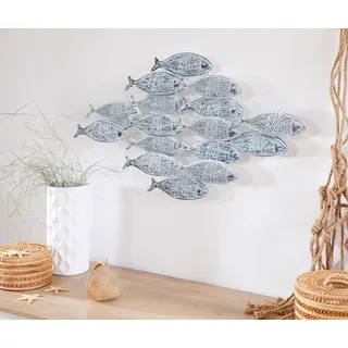 Home affaire Wanddekoobjekt »Fische«, Wanddeko aus Metall, Shabby Look, blau