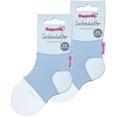 Hoppediz Unisex Baby 2-er Set Sockenhalter Socken, 0-6 Monate, blau, Einheitsgröße (2er Pack)