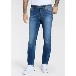 Straight-Jeans H.I.S "NEW DALE", Herren, Gr. 42, Länge 34, beige (dk stone use), Denim/Jeans, Obermaterial: 99% Baumwolle, 1% Elasthan, normal lang, Jeans Straight-Jeans, gerades Bein, mit Used-Effekten, niedrige Leibhöhe