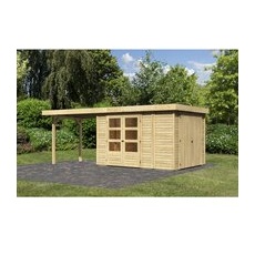 KARIBU Gartenhaus »Retola 6«, Holz, BxHxT: 574 x 211 x 246 cm (Außenmaße inkl. Dachüberstand) - beige