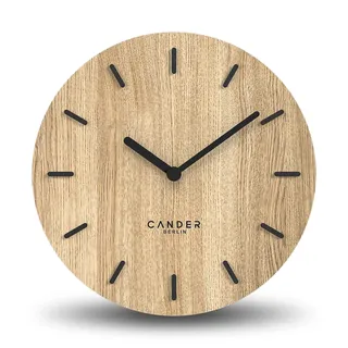 Cander Berlin MNU 2730 A Holz-Wanduhr lautlos 30 cm modern Eichenfurnier ohne Ticken Küche Wohnzimmer analog Vintage