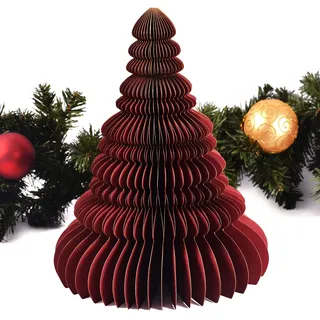 Papier-Weihnachtsbaum Maroon, 30 cm - Magnetverschluss | 3D Tannenbaum-Deko | Hochwertige Weihnachtsdekoration aus Pappe für Tisch und Fenster | Premium Qualität - pajoma®