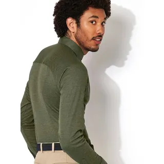 Langarmhemd DESOTO "Jerseyhemd Casual Kent", Herren, Gr. 3XL, N-Gr, forrest grün piqué, Jersey, Obermaterial: 100% Baumwolle, unifarben, slim fit normal, Rundhals, Raglanärmel,Ärmel mit Ärmelschlitz 1-Knopf-Manschette mit Schlitz, Hemden Langarmhemd