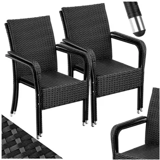 Tectake Rattanstuhl Girona Gartenstuhl 58 x 67 x 90 cm schwarz 4 St.