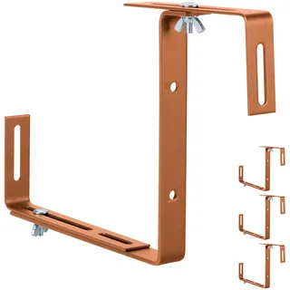 Relaxdays Blumenkastenhalter 4er Set verstellbar ohne Bohren Metall Hellbraun