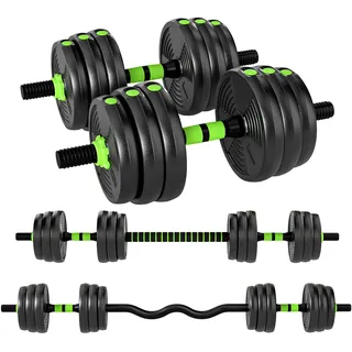 sportnow 3-in-1 Hantelset Verstellbare Kurzhantel 20 kg grün