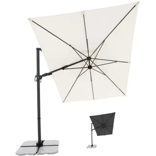 Doppler Style Sonnenschirm für den Garten | Ampelschirm 300 x 220 cm in Natur | um 360° drehbar | Sonnenschirm groß mit Standkreuz | neig- und schwenkbarer Pendelschirm für Garten & Terrasse