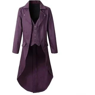 Herren Frack Trenchcoat Trenchcoat Gothic Flair, ideal für viktorianische Themen (Lila)