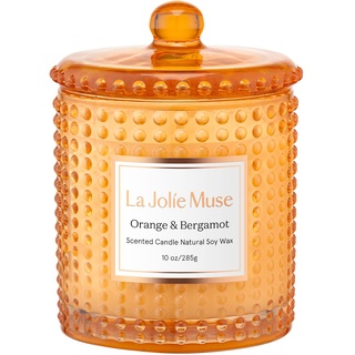 LA JOLIE MUSE Orange & Bergamotte Duftkerze, Orangenkerze für Ihr Zuhause, Zitruskerze, natürliche Sojakerzen, Luxuskerzen im Glas, Brenndauer: 75 Stunden, Geschenke für Frauen, 285 g, 10 oz