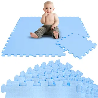 Littletom Spielmatte ab Null 90 cm Baby Puzzlematte Hellblau , Blau , Kunststoff , Rechteckig , 30x30 cm , Teppiche und Böden, Teppiche, Kinderteppiche