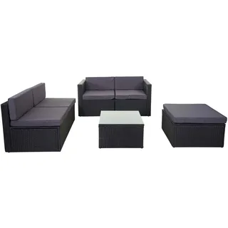 MCW Poly-Rattan-Garnitur Loungeset anthrazit