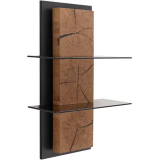 Mid.you Wandregal , Wildeiche, Anthrazit , Holz, Glas, Holzwerkstoff , Wildeiche , furniert, massiv , 60x91x26 cm , Made in Eu , Wohnzimmer, Regale, Wandregale