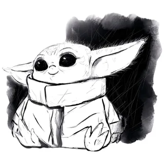 Komar Bild »Mandalorian The Child Sweet Black White« Disney   Star Wars 1 Stk. tlg. Wandbild zur Dekoration im Kinderzimmer - ohne Rahmen, bunt