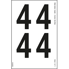 Ein Zahlenblatt – 4 – 18 mm Zahlenhöhe – 300 x 200 mm – selbstklebendes Vinyl